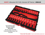 FOAM INSERT to store M12 Ratchet and Shockwave 43 Piece Socket Set in a Milwaukee Packout 3 Drawer Tool Box - Tools/Case NOT Included