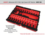 FOAM INSERT to store M12 Ratchet and Shockwave 43 Piece Socket Set in a Milwaukee Packout 3 Drawer Tool Box - Tools/Case NOT Included