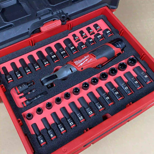 FOAM INSERT to store M12 Ratchet and Shockwave 43 Piece Socket Set in a Milwaukee Packout 3 Drawer Tool Box - Tools NOT Included
