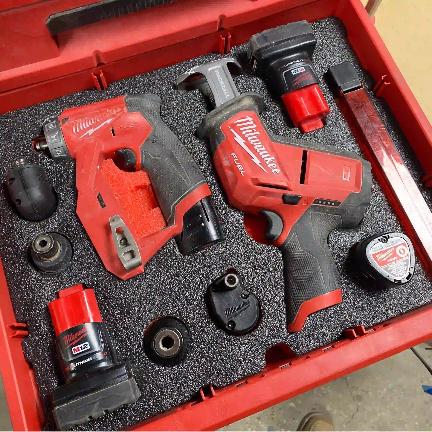 FOAM INSERT to store M12 Fuel Hackzall 2520-20 and Install Drill 4-1 2505-20 in a Milwaukee Packout 3 Drawer Tool Box - Tools/Case NOT Included