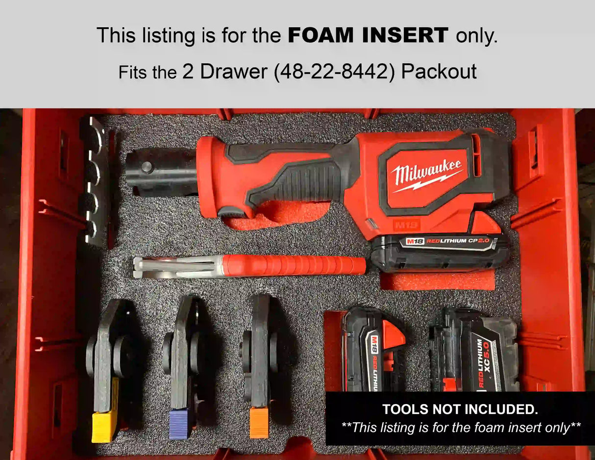 FOAM INSERT to store M18 Short Throw Press Tool Kit Pex or Viega Jaws 2674-22 in a Milwaukee Packout 2 Drawer Tool Box - Tools/Case NOT Included