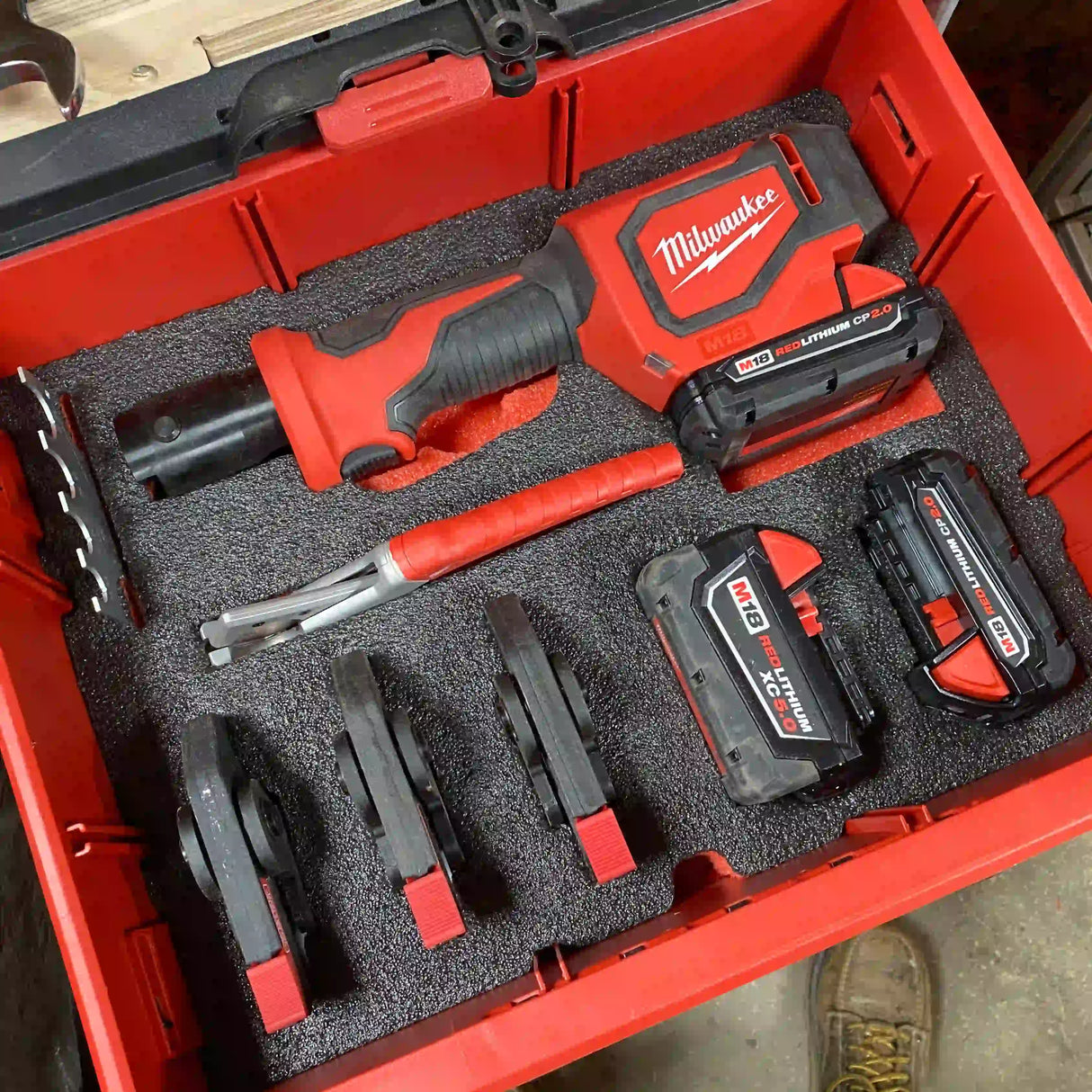 FOAM INSERT to store M18 Short Throw Press Tool Kit Pex or Viega Jaws 2674-22 in a Milwaukee Packout 2 Drawer Tool Box - Tools/Case NOT Included