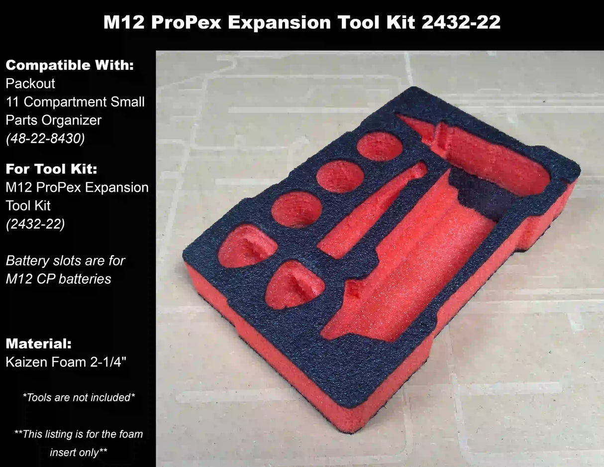 FOAM INSERT to store M12 ProPex Expansion Tool Kit in a Milwaukee Packout 11 Compartment Tool Box - Tools/Case NOT Included