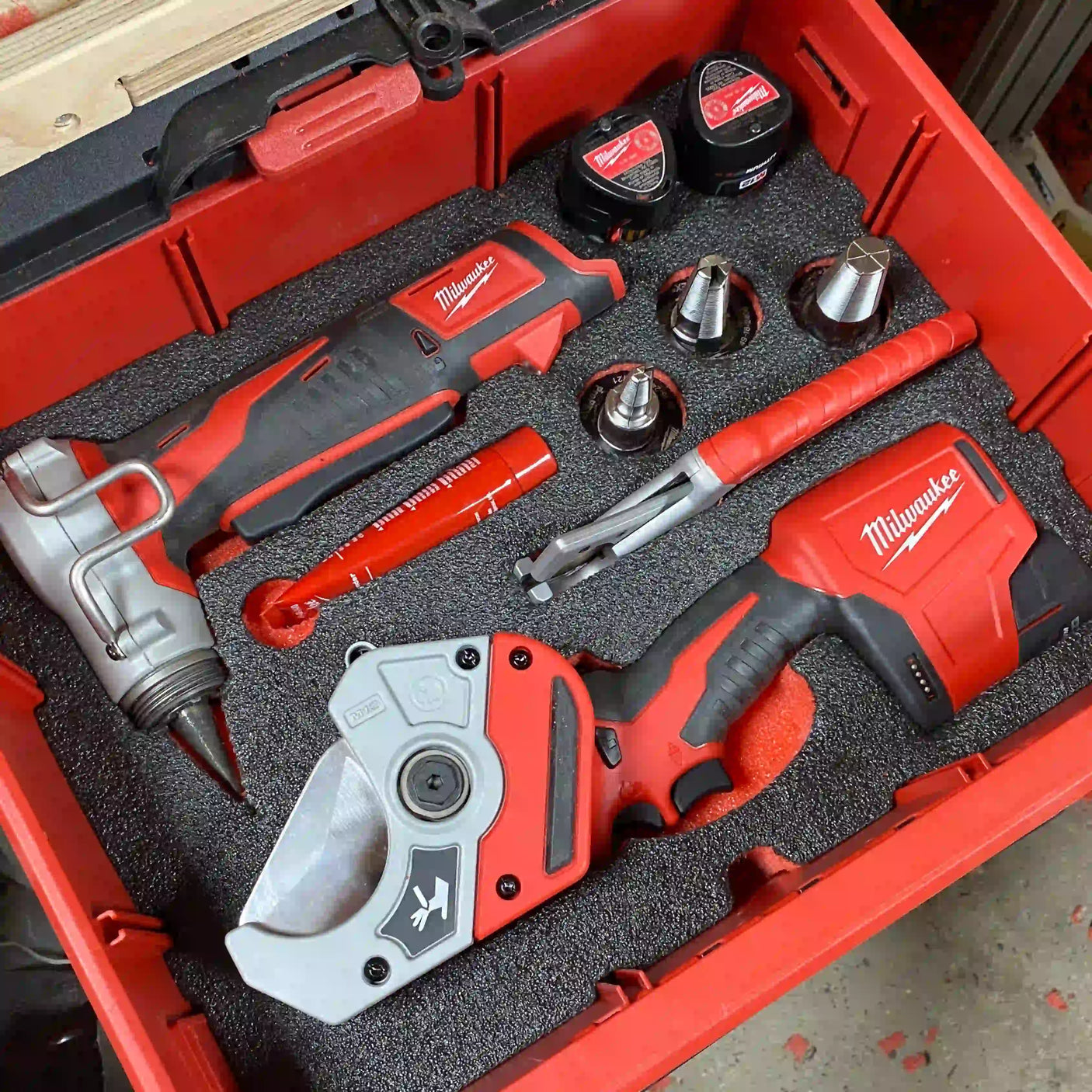 FOAM INSERT to store M12 ProPex Tool Kit and M12 pvc Pipe Shear 2470-20 in a Milwaukee Packout 2 Drawer Tool Box - Tools/Case NOT Included