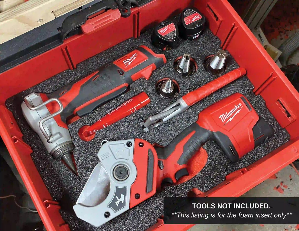 FOAM INSERT to store M12 ProPex Tool Kit and M12 pvc Pipe Shear 2470-20 in a Milwaukee Packout 2 Drawer Tool Box - Tools/Case NOT Included