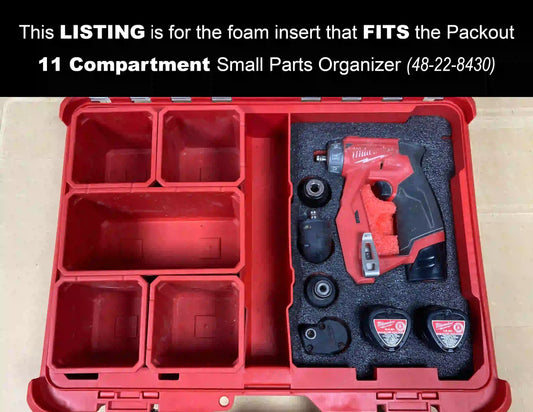 FOAM INSERT to store M12 Installation Drill Driver 4-1 Tool Kit 2505-20 in a Milwaukee Packout 11 Compartment Tool Box - Tools NOT Included