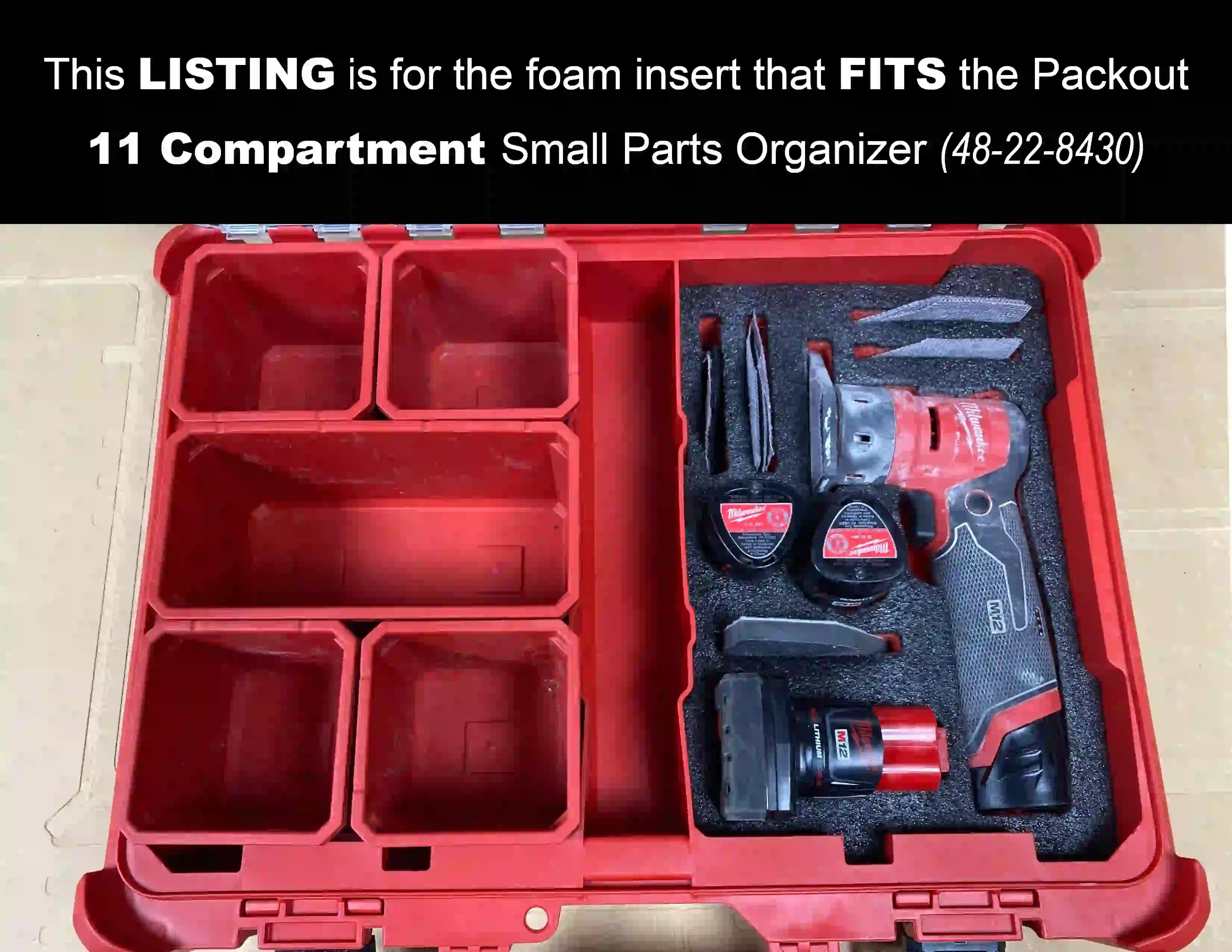 Kaizen Customizable Foam Insert For Milwaukee Packout 48-22-8430 Organizer - Tool Protection