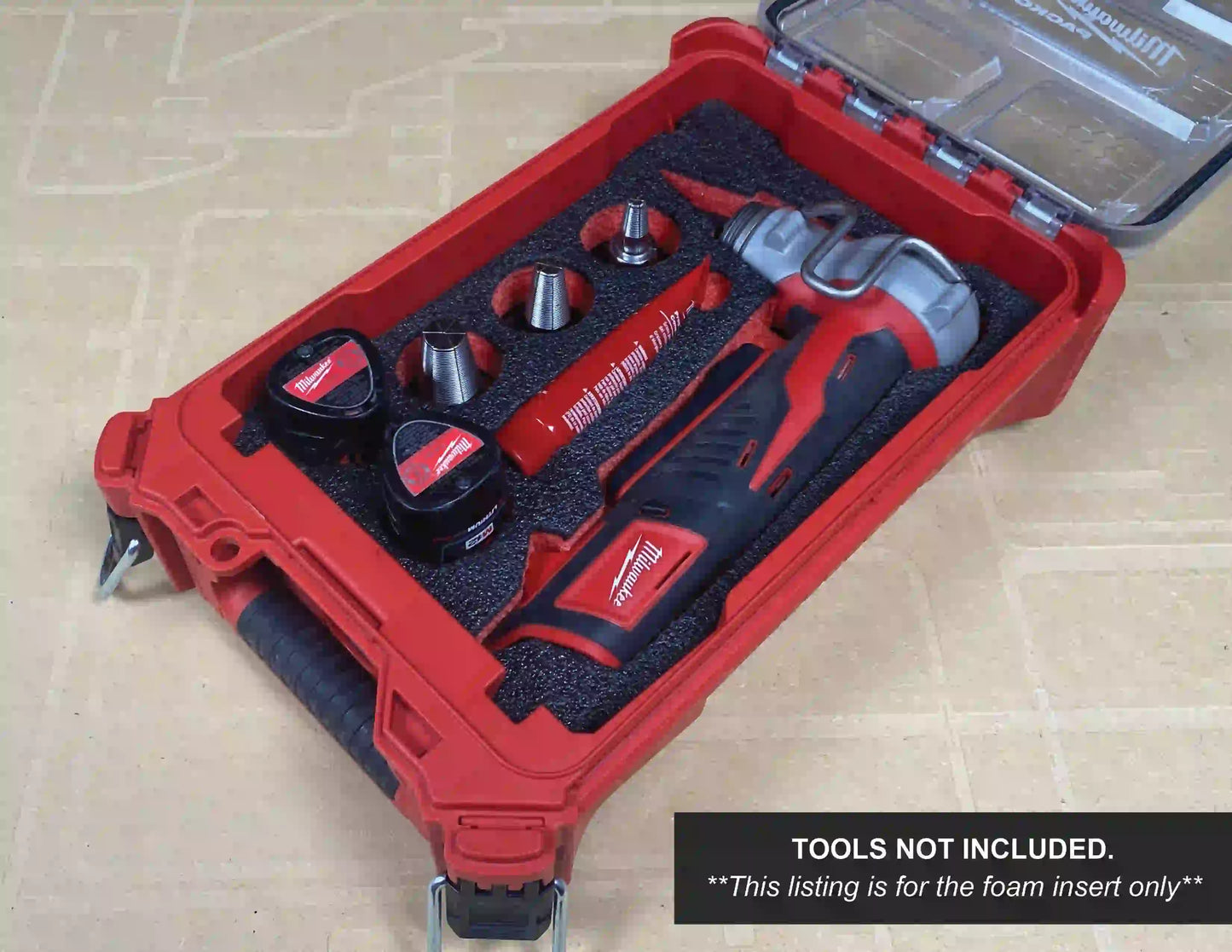 FOAM INSERT to store M12 ProPex Expansion Tool Kit in a Milwaukee Packout 5 Compartment Small Parts Organizer - Tools NOT Included