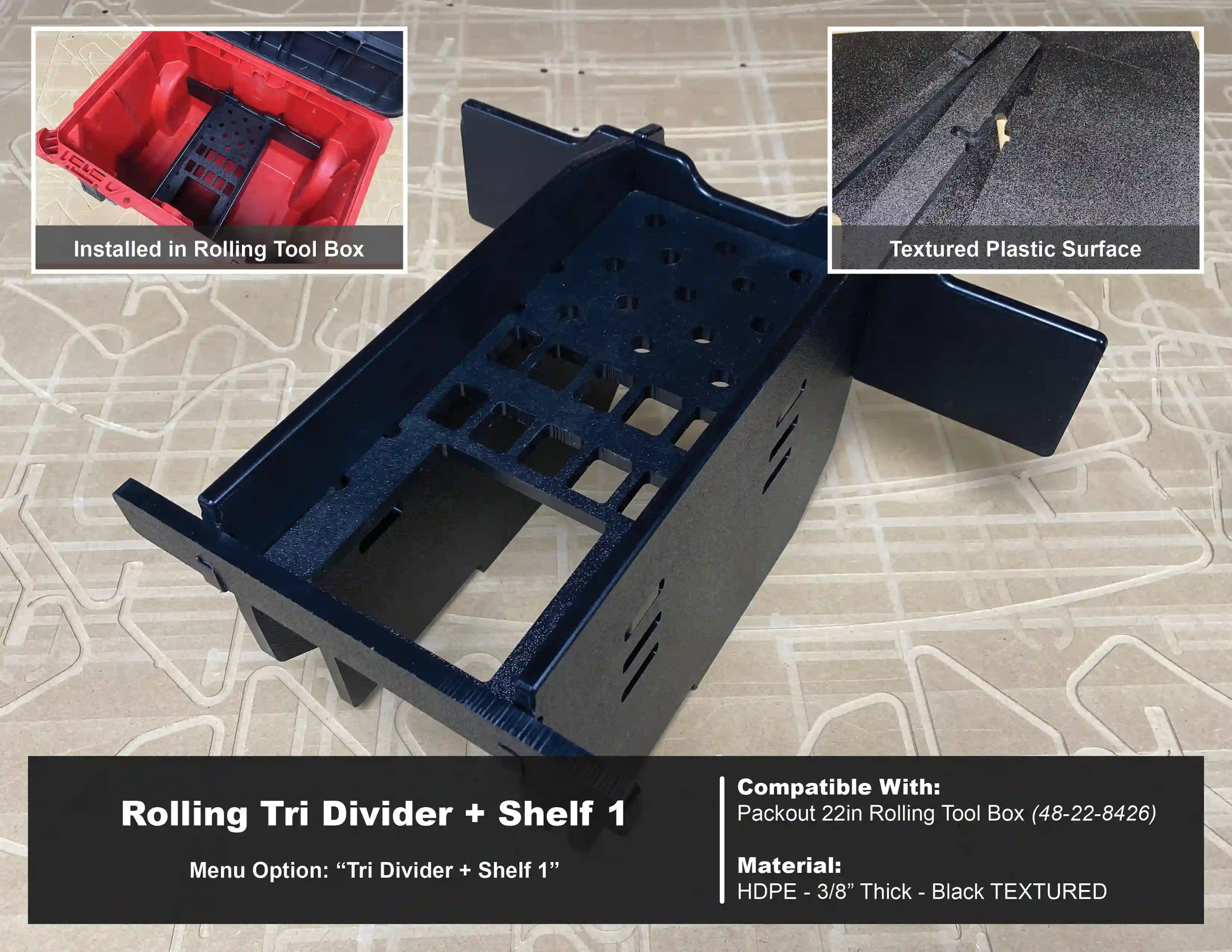 Tri Compartment Insert Organizer for Packout 22in Rolling Tool Box - T ...