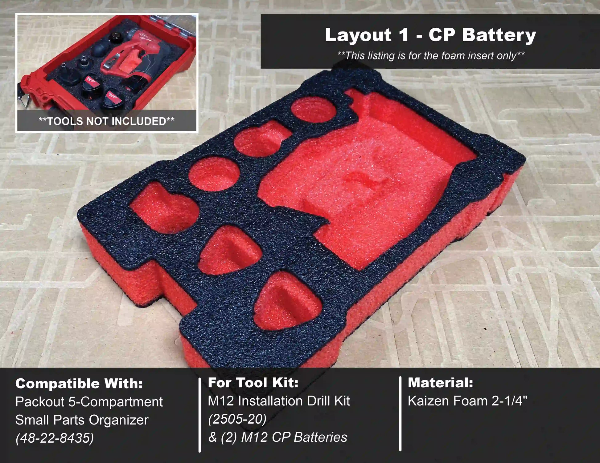 Cosmetic 2nds Foam Inserts for Packout 5 Compartment 48-22-8435