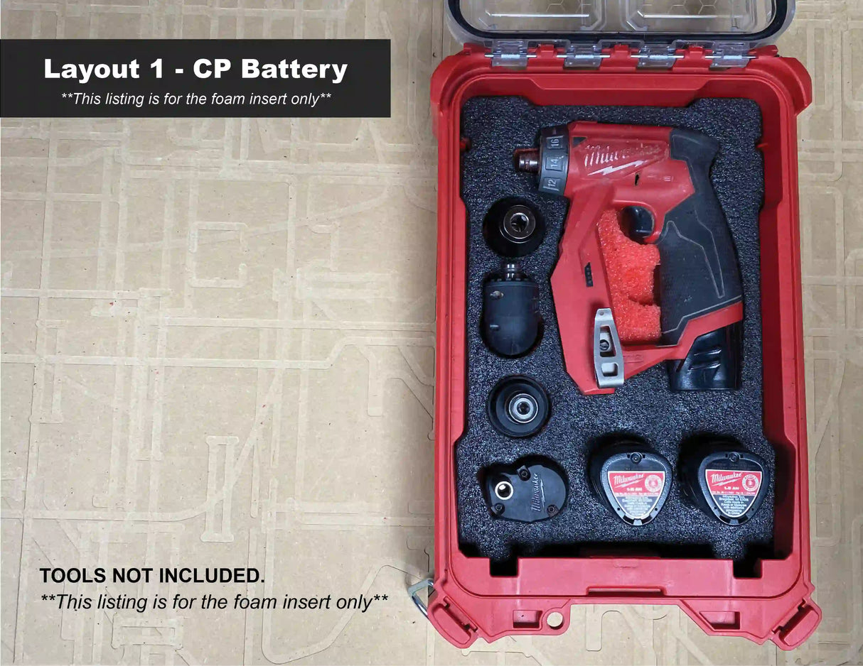 FOAM INSERT to store M12 Installation Drill Driver 2505-20 in a Milwaukee Packout 5 Compartment Small Parts Organizer - Tools/Case NOT Included