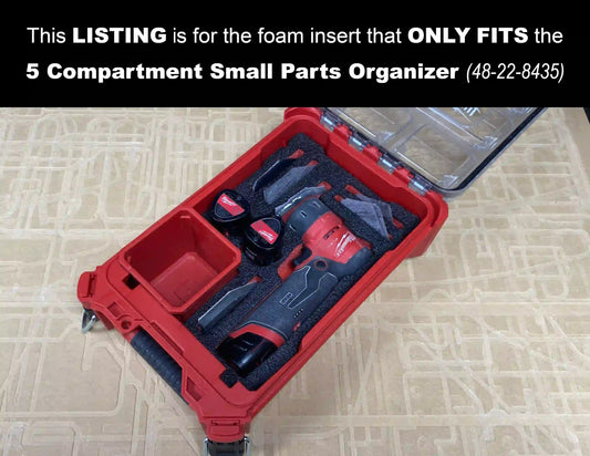 FOAM INSERT to store M12 Orbital Sander in a Milwaukee Packout 5 Compartment Small Parts Organizer - Tools/Case NOT Included