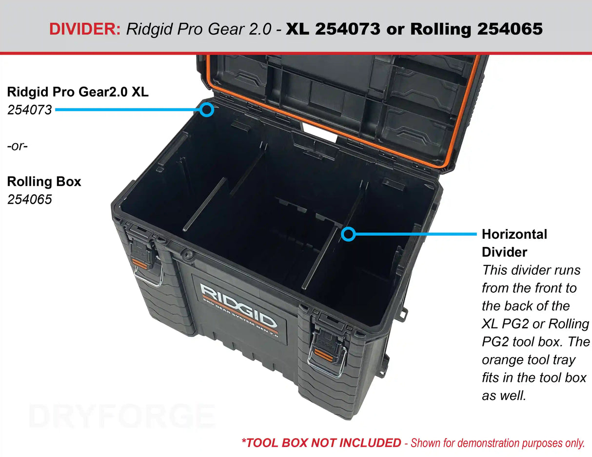 Dividers for Ridgid Pro Gear 2.0 Rolling Tool Box or XL Tool Box - Tools/Case NOT Included