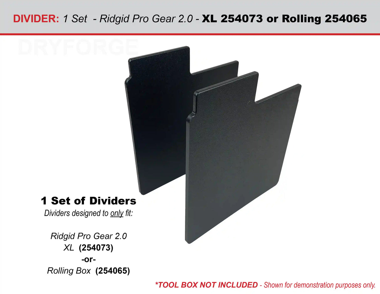 Dividers for Ridgid Pro Gear 2.0 Rolling Tool Box or XL Tool Box - Tools/Case NOT Included