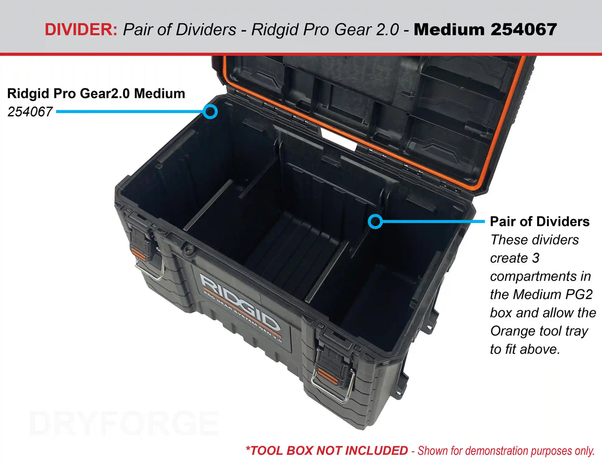 Pair of Dividers for Ridgid Pro Gear 2.0 Medium Tool Box - Tools/Case NOT Included