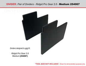 A pair of black plastic dividers for the RIDGID Pro Gear 2.0 Medium tool box