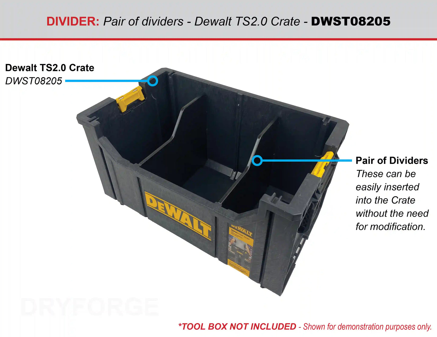 Dividers for Dewalt ToughSystem 2.0 Crate DWST08205 - Tools/Case NOT Included