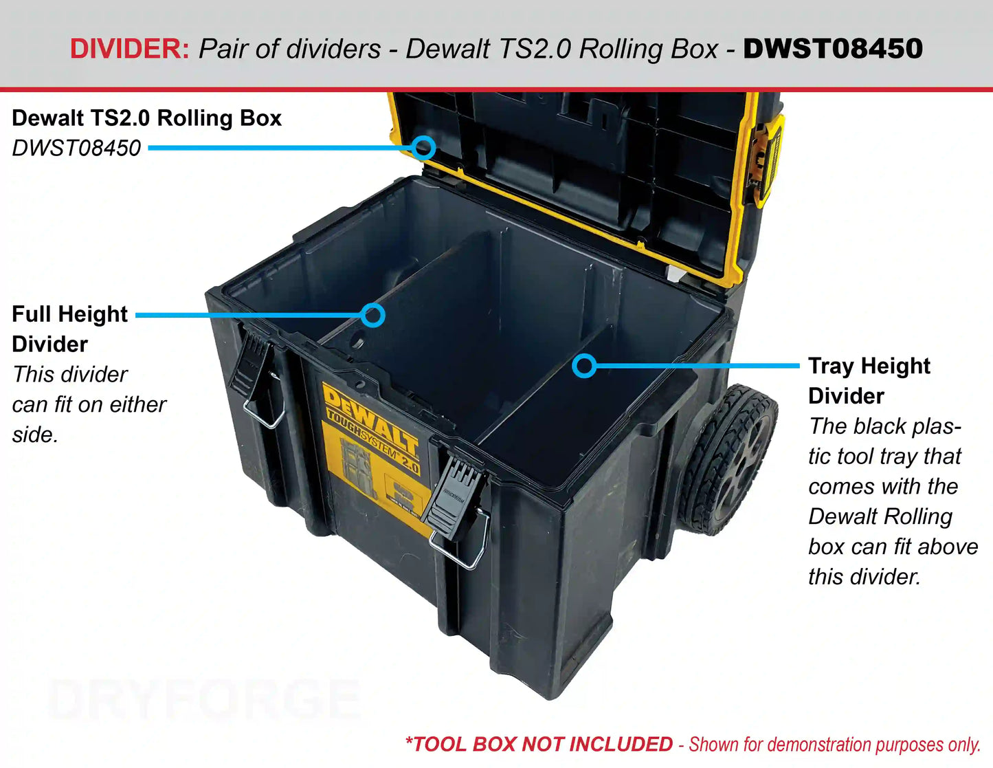 Dividers for Dewalt ToughSystem 2.0 Rolling Tool Box DWST08450 - Tools/Case NOT Included