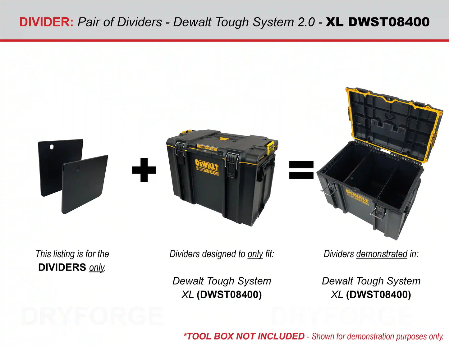 Dividers for Dewalt ToughSystem 2.0 XL Tool Box DWST08400- Tool Box NOT Included