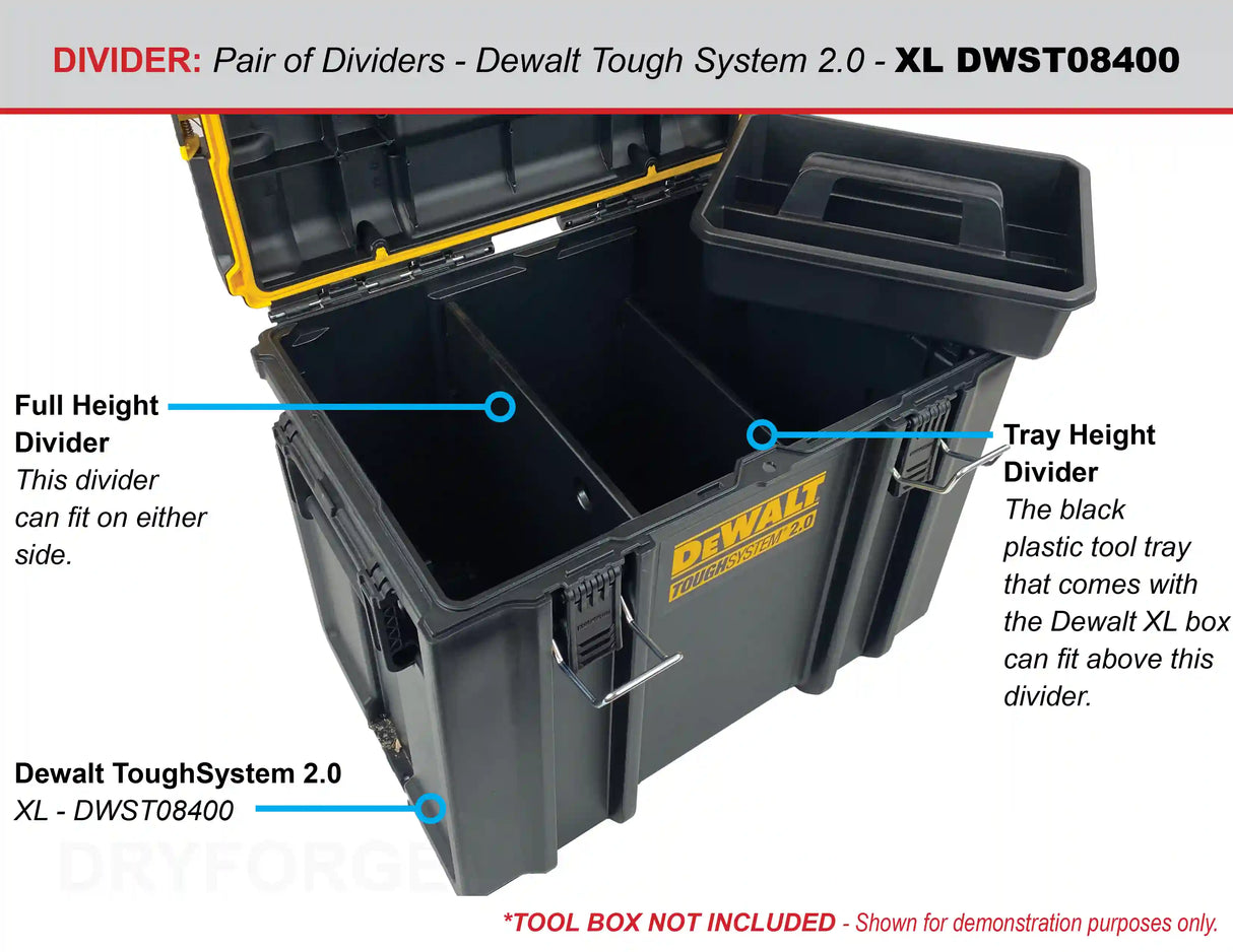 Dividers for Dewalt ToughSystem 2.0 XL Tool Box DWST08400 - Tools/Case NOT Included