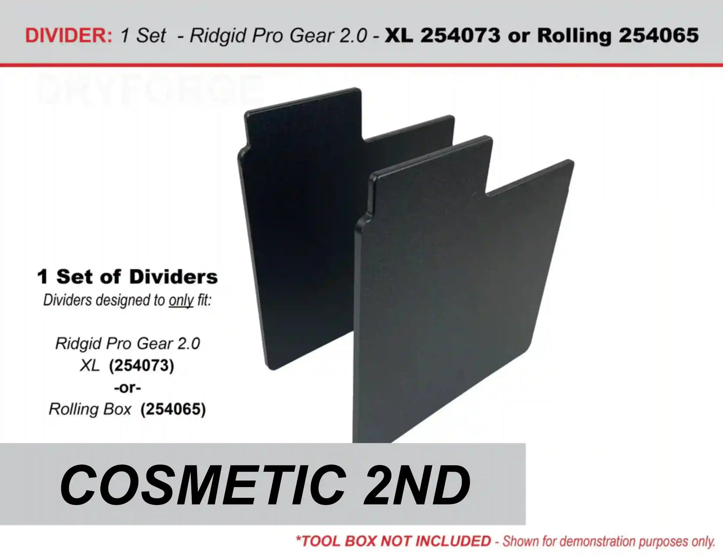 COSMETIC 2ND - Dividers for Ridgid Pro Gear 2.0 Rolling Tool Box or XL Tool Box - Tools/Case NOT Included