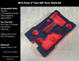 FOAM INSERT to store M12 Fuel 3" Cut Off Tool in a Milwaukee Packout 5 Compartment Small Parts Organizer - Tools/Case NOT Included