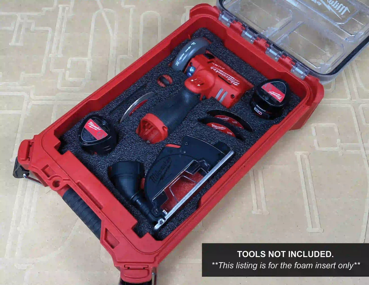 FOAM INSERT to store M12 Fuel 3" Cut Off Tool in a Milwaukee Packout 5 Compartment Small Parts Organizer - Tools/Case NOT Included