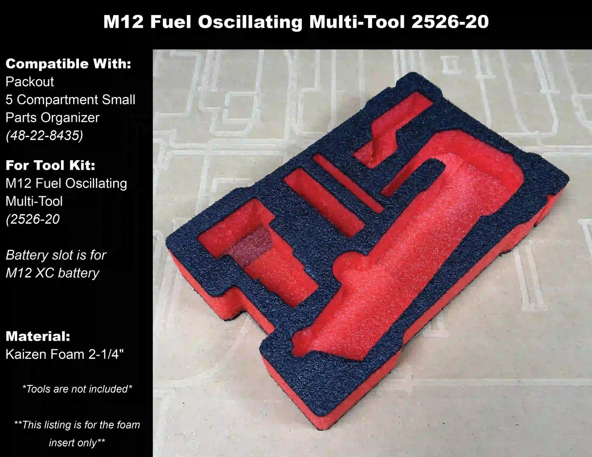 FOAM INSERT to store M12 Fuel Oscillating Multi-Tool 2526-20 in a Milw ...