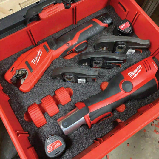 FOAM INSERT to store M12 Force Logic Propress 2473-22 and M12 Copper Cutter 2471-20 in a Milwaukee Packout 2 Drawer - Tools NOT Included