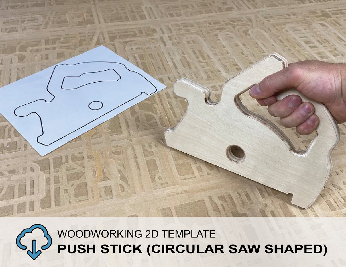 Circular Saw Shaped Table Saw Push Stick Template PDF Download, Push Stick Template for DIY Woodworking