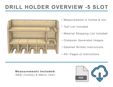 PDF build plans for constructing a plywood cabinet to store cordless tools in a garage workshop