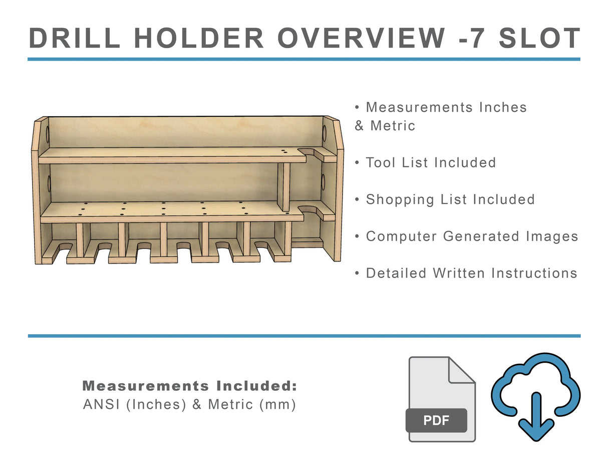 metric and american DIY woodworking PDF build plans for building a drill storage charging station cabinet to mount on a wall made from plywood with basic woodworking tools