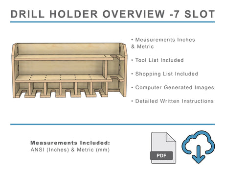 metric and american DIY woodworking PDF build plans for building a drill storage charging station cabinet to mount on a wall made from plywood with basic woodworking tools