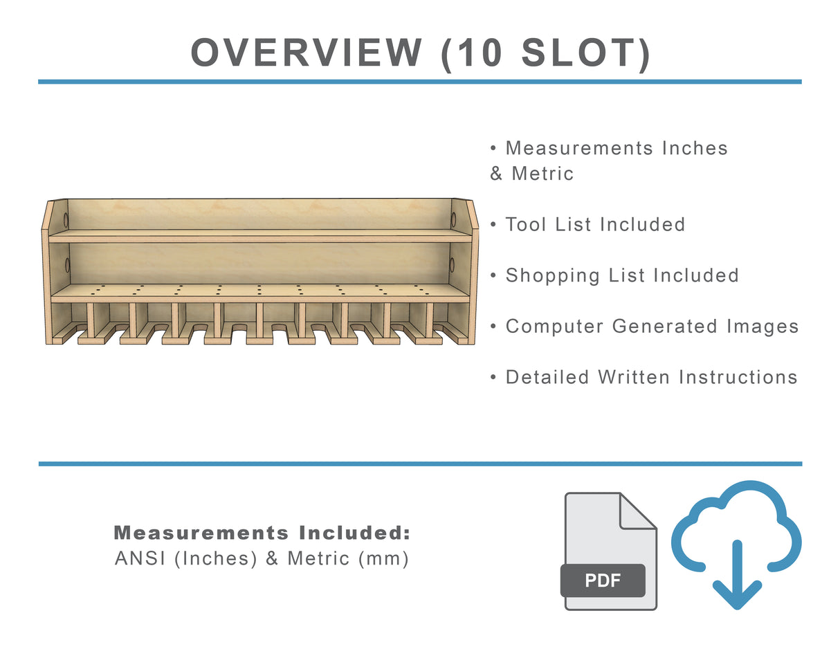 Project overiew of DIY woodworking plans in ansi inches and metric measurements