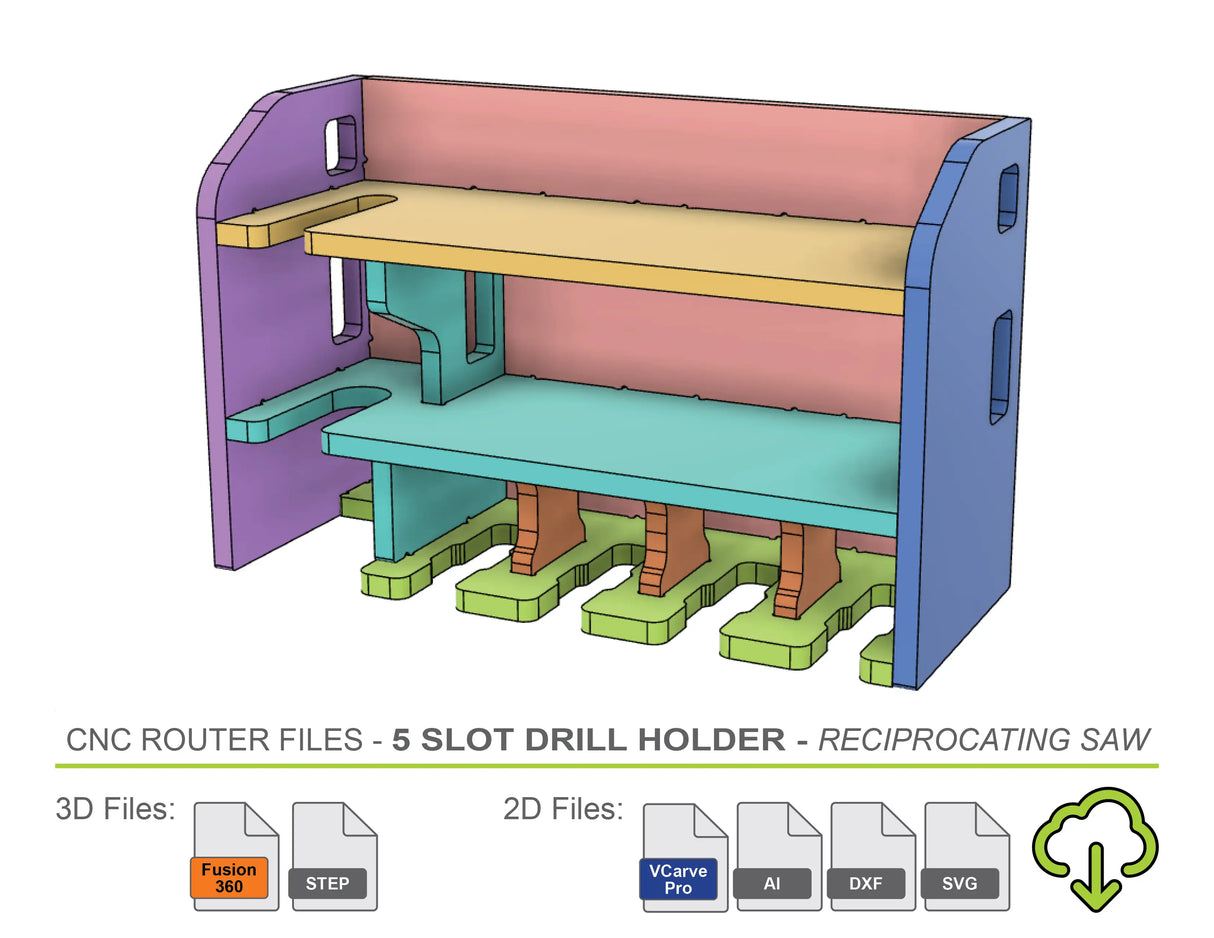 CNC Router Files 5 Slot Cordless Power Drill Tool Charging Station dryforge