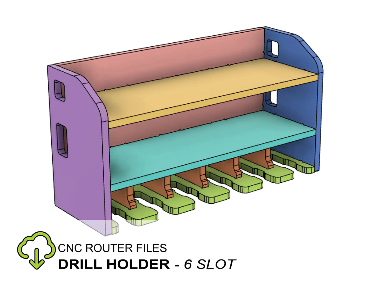6 Slot Cordless Power Tool Charging Station CNC Router Files - Drill Holder