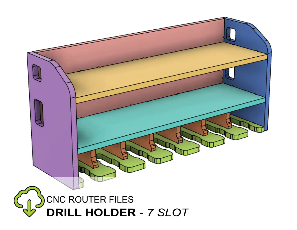 7 Slot Cordless Power Tool Charging Station CNC Router Files - Drill Holder