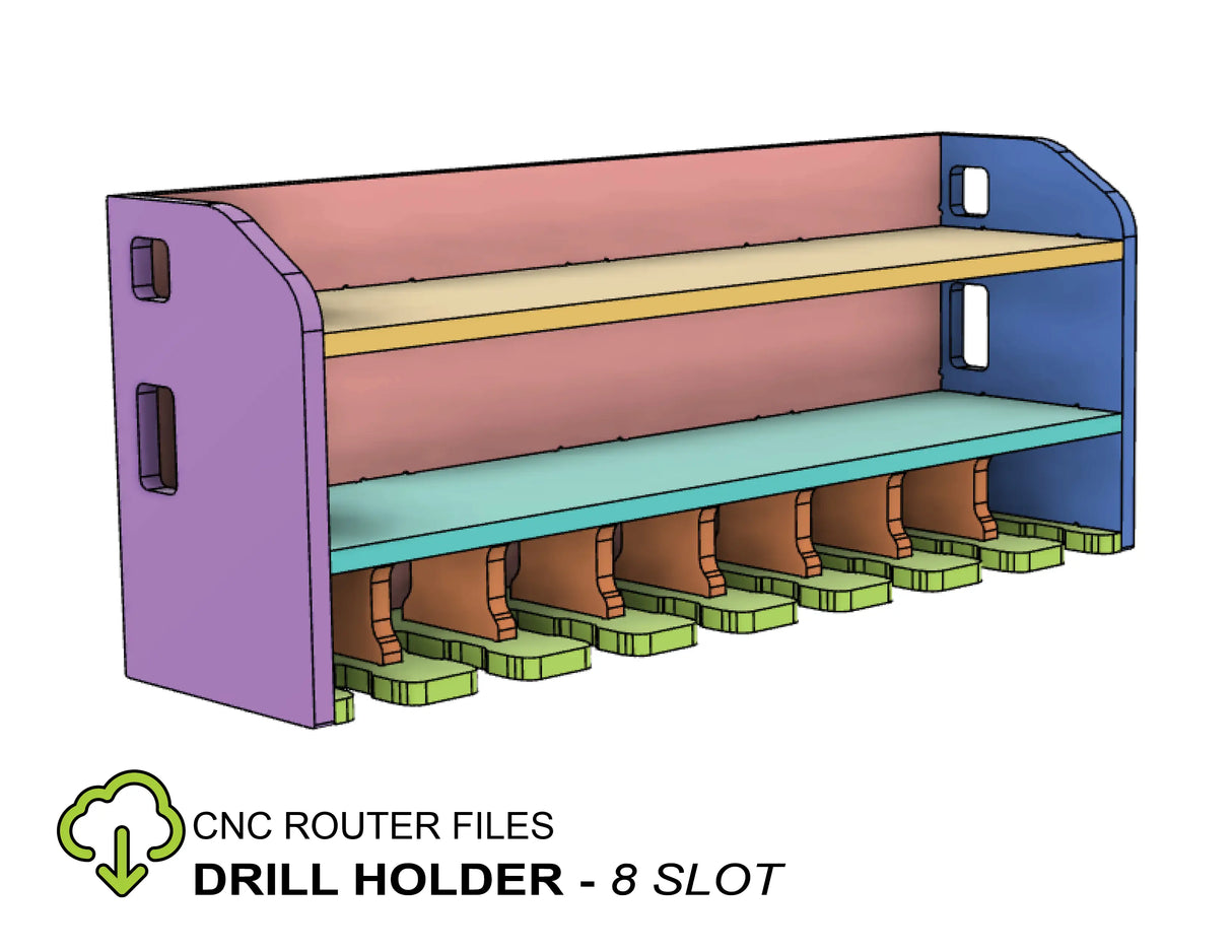 8 Slot Cordless Power Tool Charging Station CNC Router Files - Drill Holder