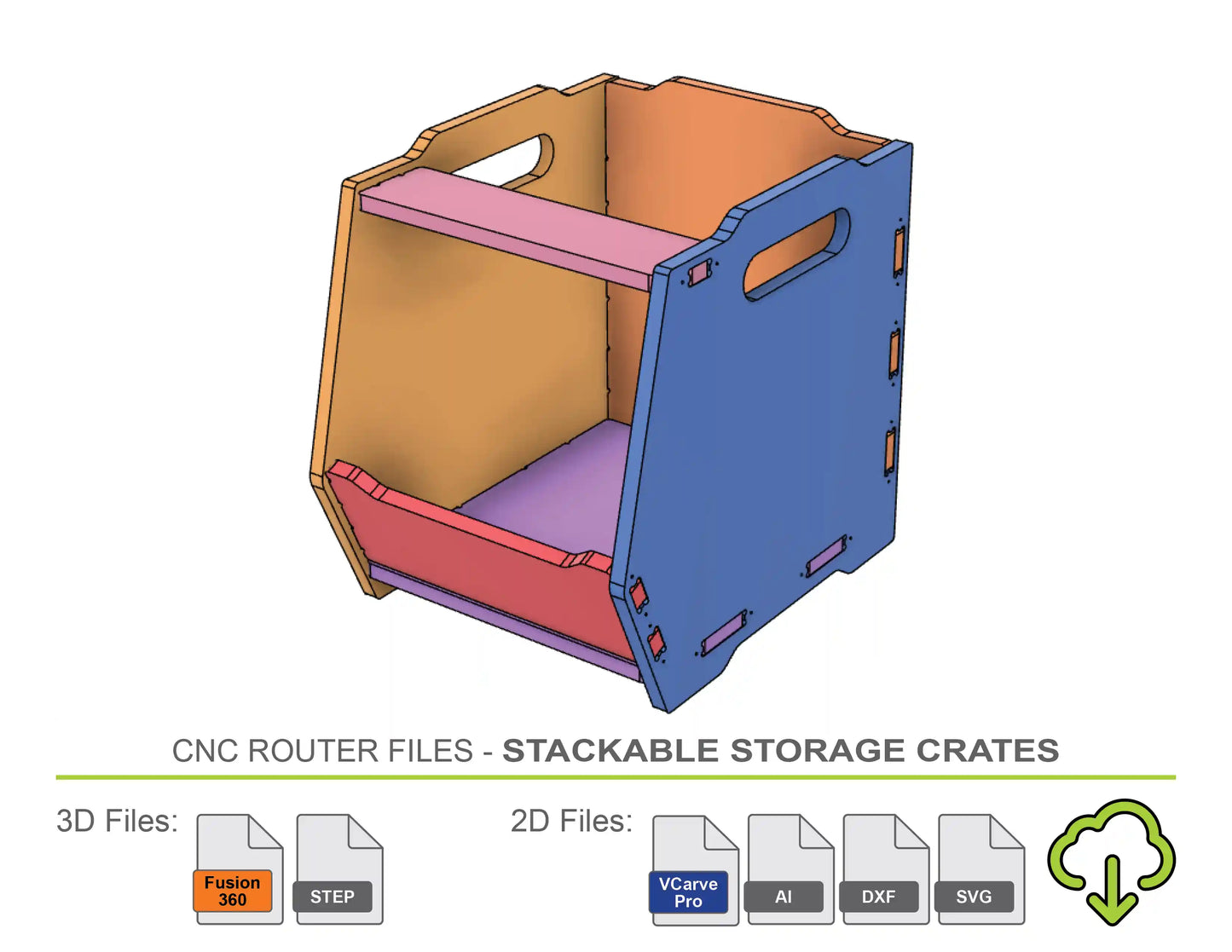 CNC Router Files Stackable Storage Crates