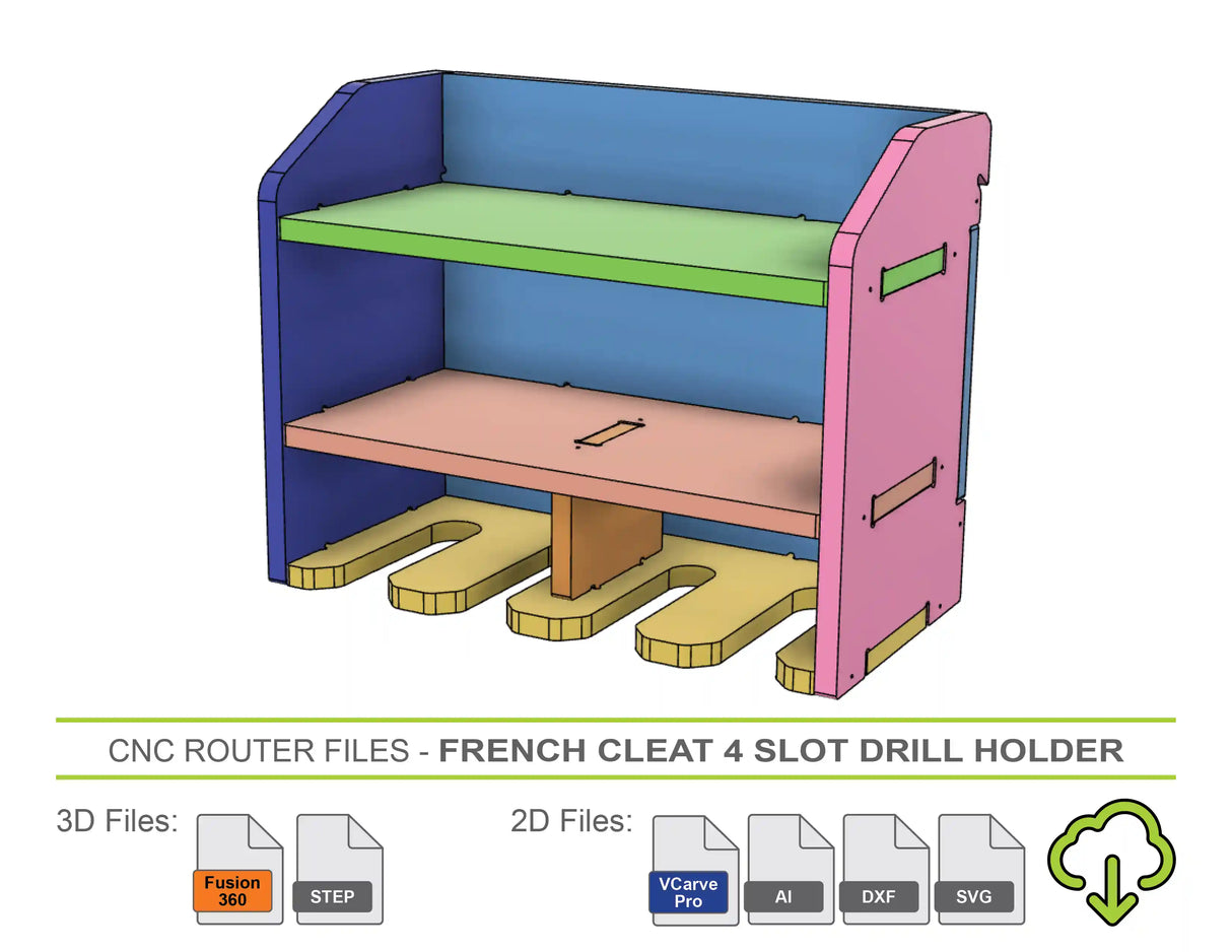 CNC Router Files French Cleat Drill Holder 4 Slot