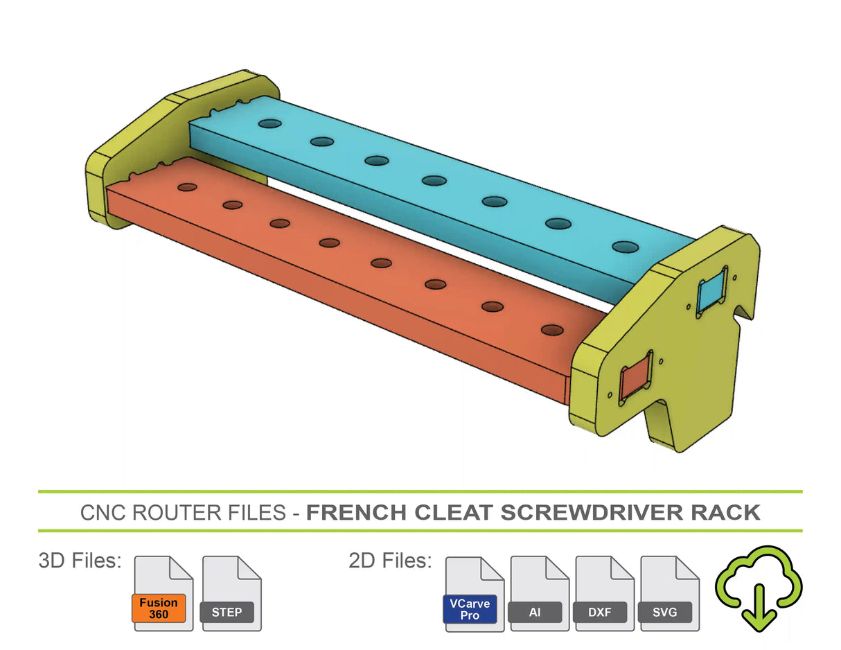 CNC Router Files French Cleat Screwdriver Holder Rack