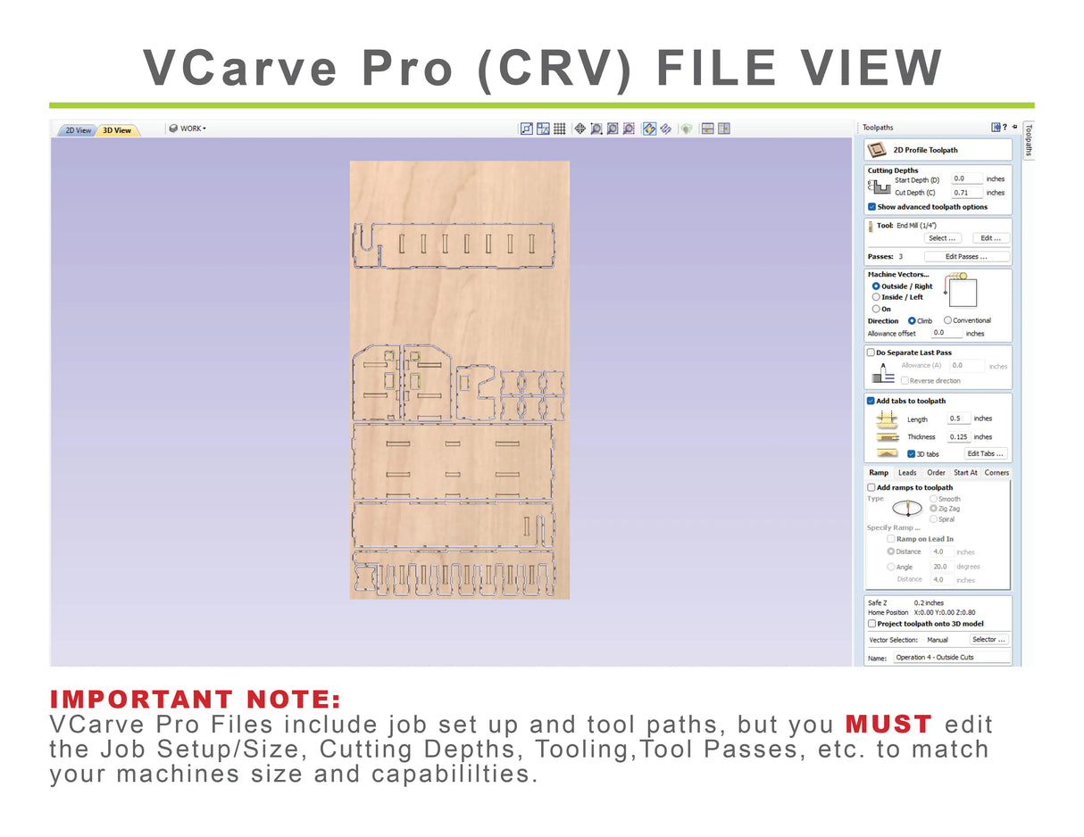 vectric vcarve pro crv files of a drill holder charging station cabinet made from plywood with toolpaths