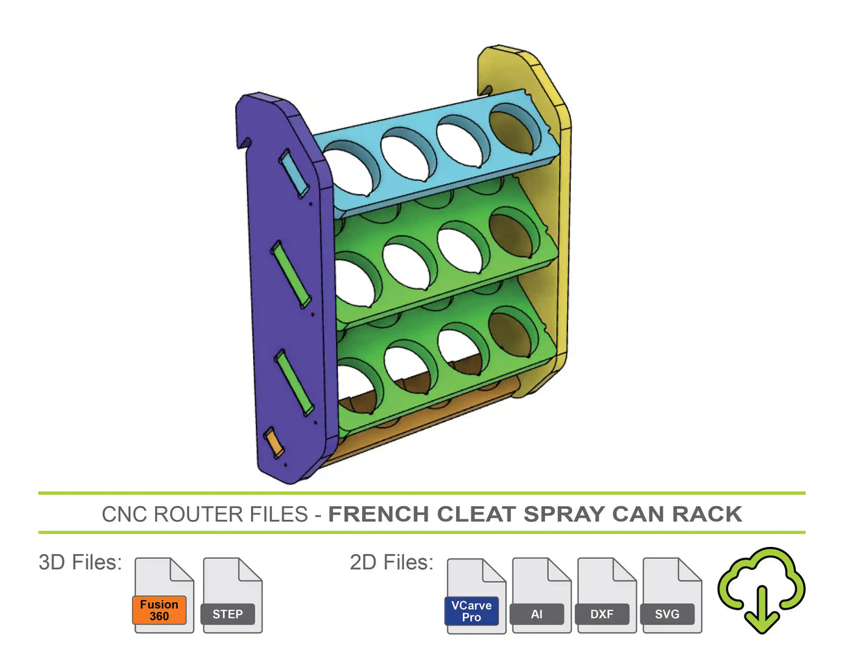 CNC Router Files French Cleat Spray Can Rack