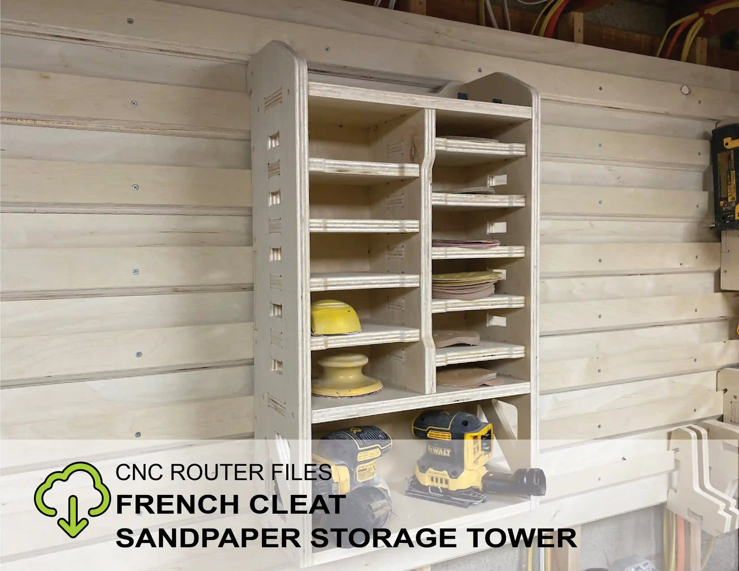 CNC Router Files French Cleat Sandpaper Storage Rack Large