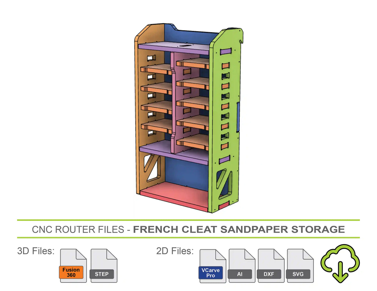 CNC Router Files French Cleat Sandpaper Storage Rack Large