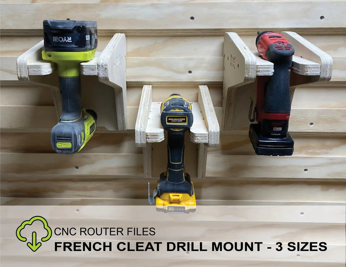 CNC Router Files French Cleat Cordless Drill Mount