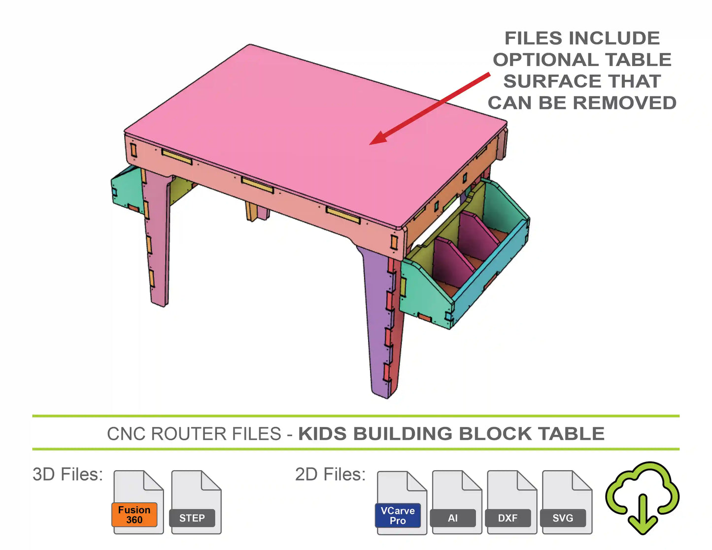 CNC Router Files Kids Building Bricks Table