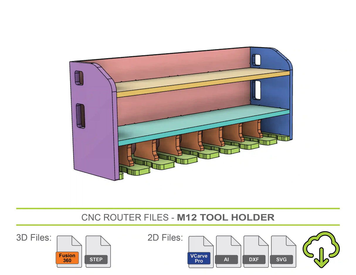 CNC Router Files M12 Tool Holder for Milwaukee M12 Tools