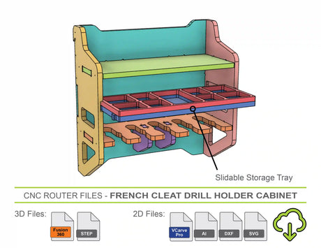 3d model of cordless power tool drill holder storage cabinet 3d modeled in fusion 360 files for sale