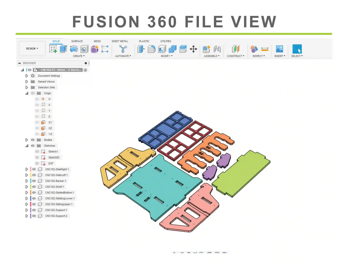 fusion 360 f3d files for sale of a french cleat cordless power tool cabinet with shelf and sliding tool tray on a hobby cnc wood router machine